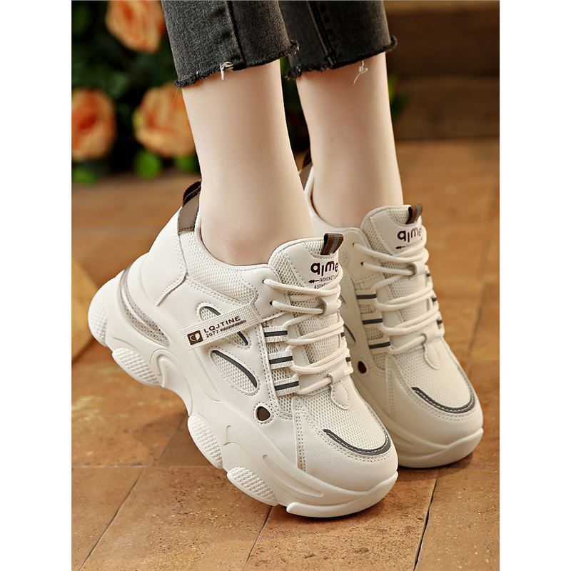 Foreign Trade Cross-Border Inner Heightening Daddy Shoes for Small Women 2025 Spring Lightweight Thick Soft Sole Mesh Breathable Sports Shoes