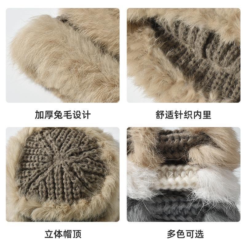 加厚韩版兔毛针织女秋冬季显脸小渔夫帽帽子冬天毛茸茸保暖毛线帽|undefined