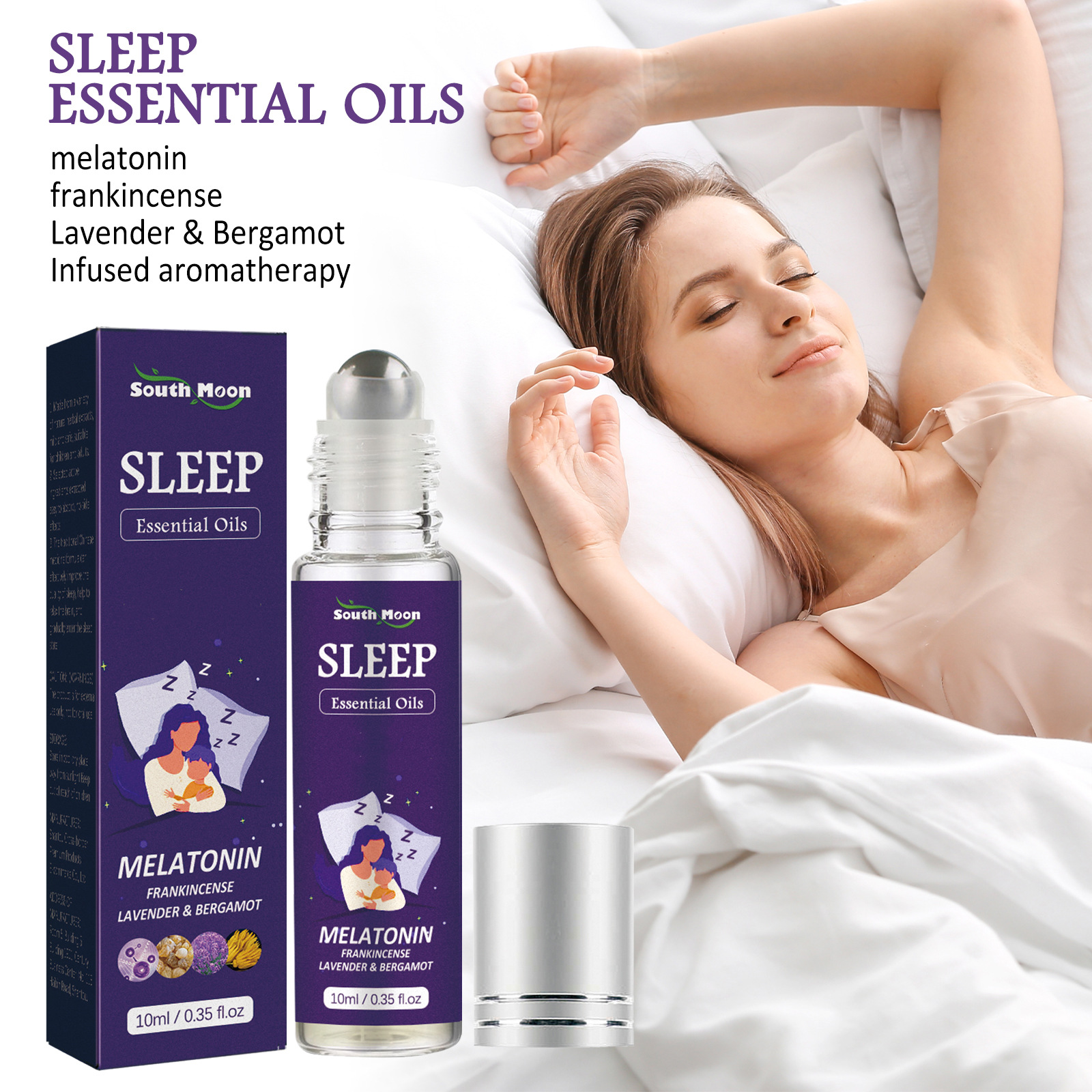 Olio essenziale di sfera per dormire South Moon, cura il sonno, allevia l'ansia, massaggia e si addormenta rapidamente con olio essenziale vegetale_voghion.com