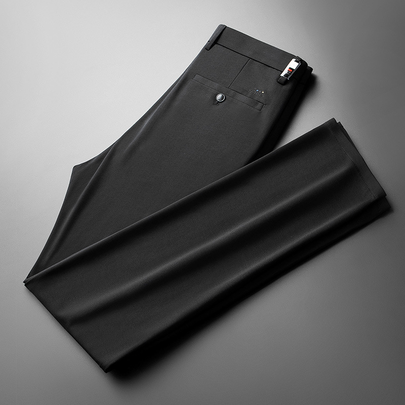 Штаны для отдыха, мужской тонкий шелковый классический костюм, свободный прямой крой