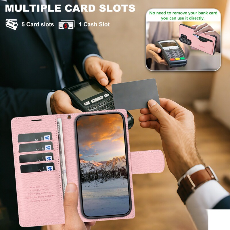Samsung S26 Ultra split leather case with card slot and stand, all-inclusive protective case for S25 Ultra, anti-theft design