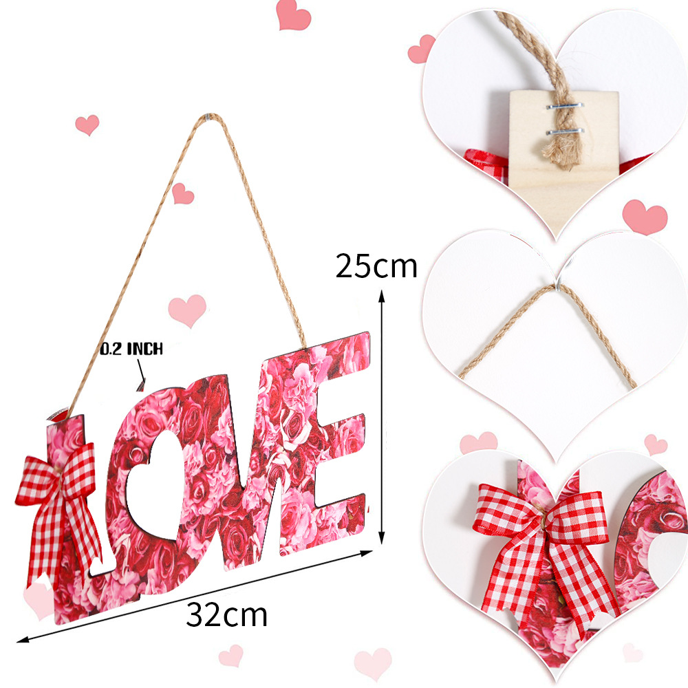 Día de San Valentín transfronterizo decoración de la pared del hogar amor cotización artesanía de madera colgante