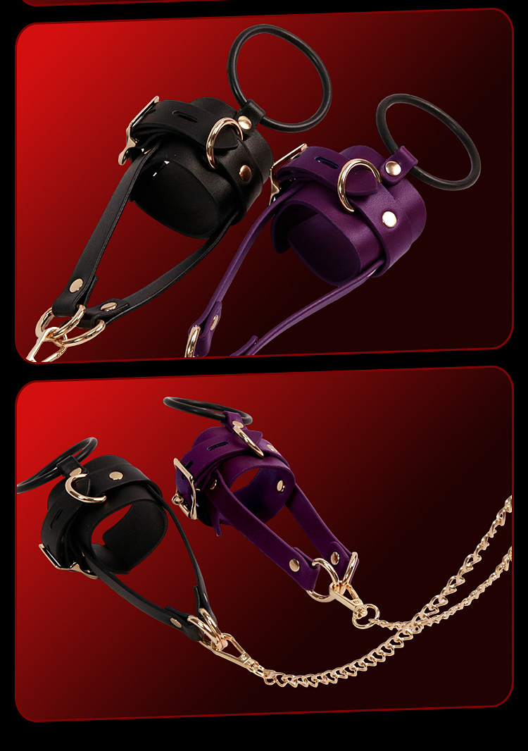 SM-锁鸟 PU Leather Bondage Restraint Kit in Black for Adult Couples — detail image 28