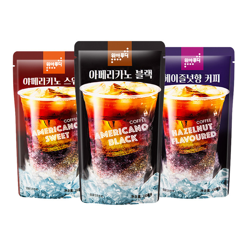 Korean Imported Viavo Sweet Hazelnut Flavored Coffee Beverage, Black Coffee Liquid in a Bag, Cold Drink Ready to Drink