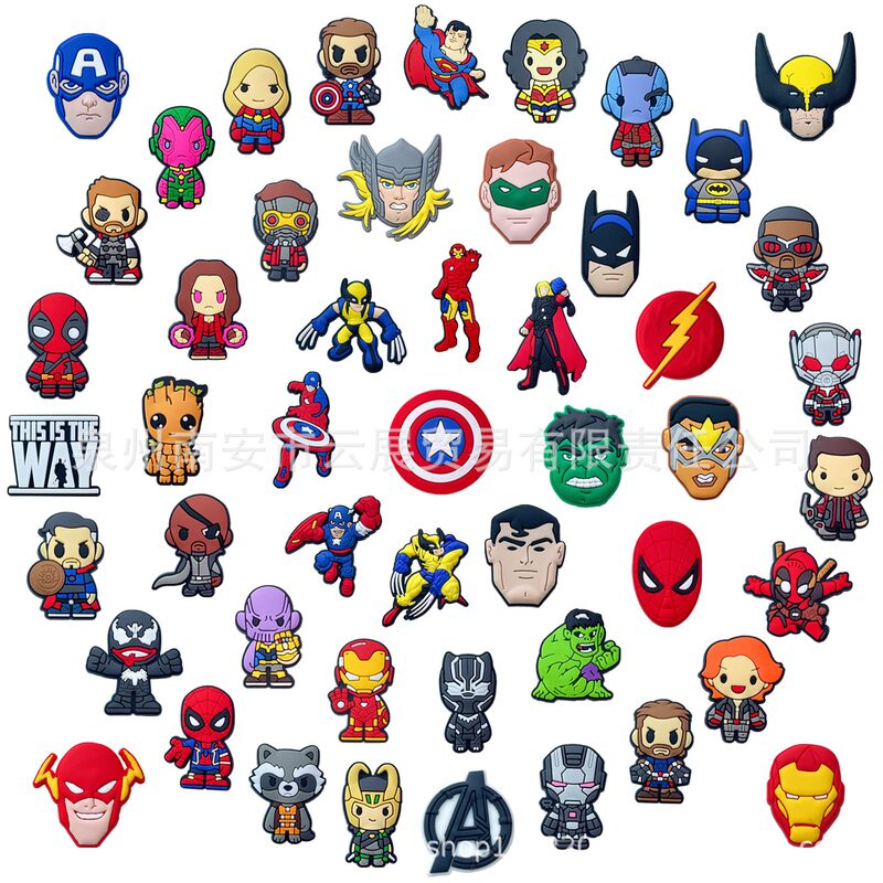 Spider-Man Marvel series hole shoes shoe flower shoe buckle PVC decorative removable shoe buckle cross-border in stock