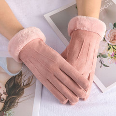 Ladies' Winter Spring Touch Screen Fleece Lined Warm Deer Skin Cute Student Gloves Cycling Winter Thick Cold Proof