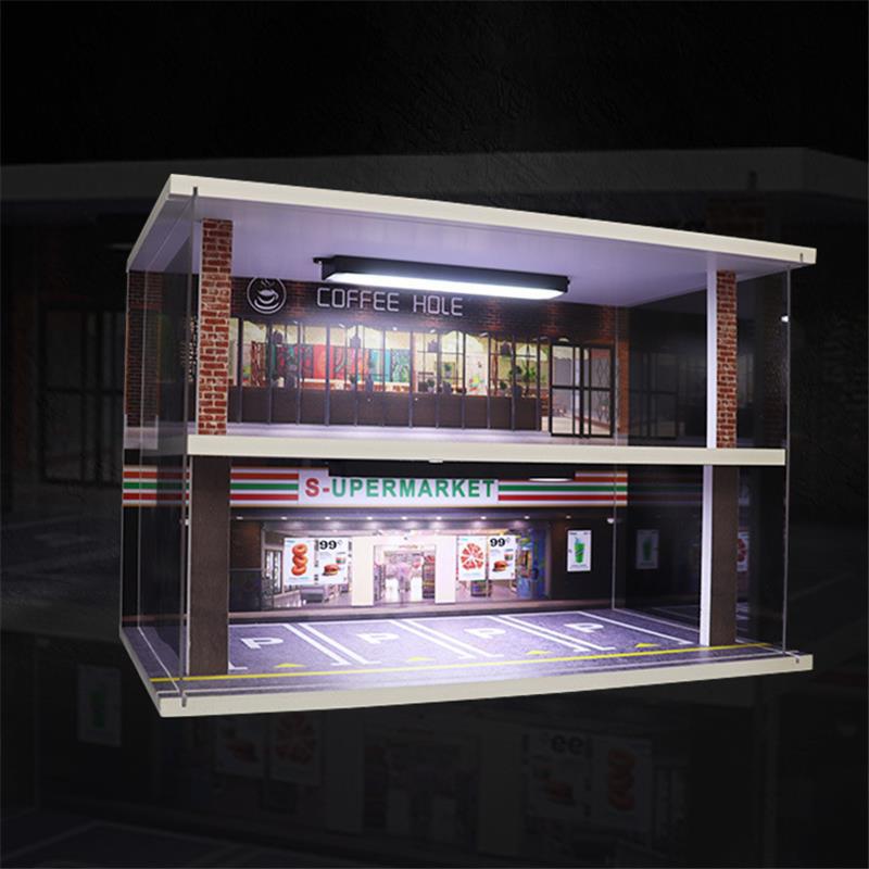 1:18 Car Model Toy Parking Space Underground Garage Car Parking Model Scene Dust-Proof Display Box Storage Cabinet