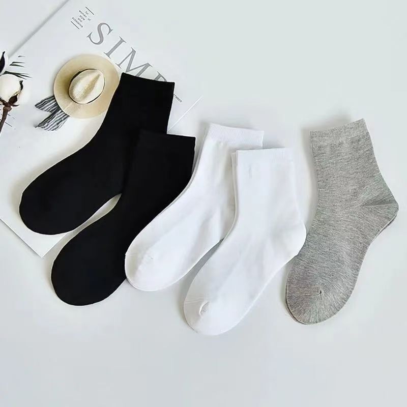 Black and white gray cheap socks in the tube sweat-absorbent solid color business men's socks foot bath cotton socks stall disposable socks