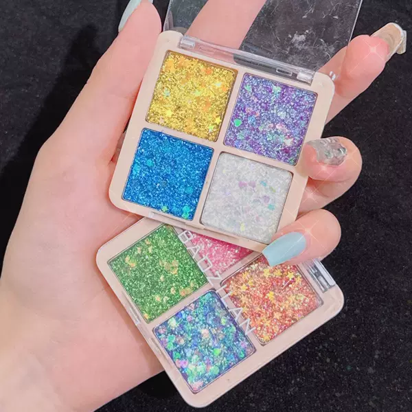 Baozilan Four-Color Glitter Eyeshadow Gel Party Stage Makeup Bling Shiny Eyeshadow Palette Cross-Border