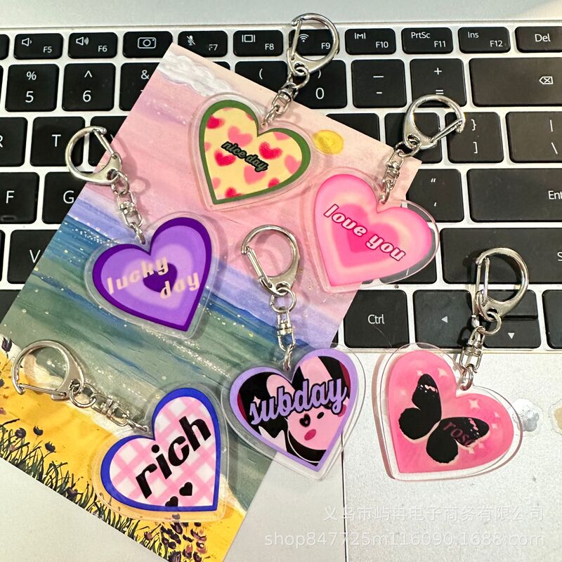 Girly Heart Acrylic Keychain Pendant Sweet Bag Accessories Car Pendant Classmate Small Gift Pendant