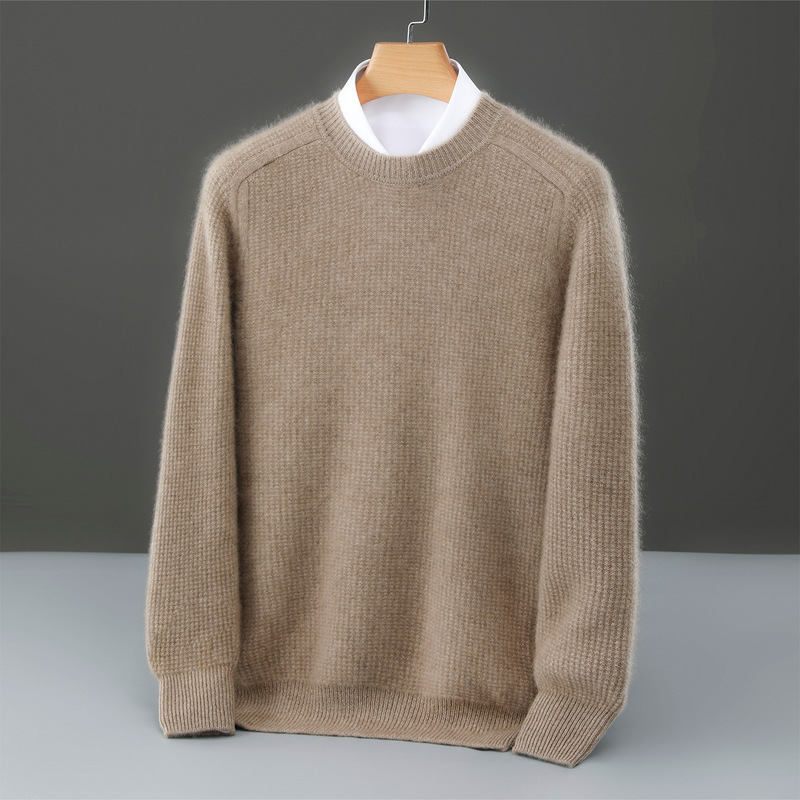 Men's Round Neck Jacquard 100% Australian Merino Wool Sweater Thickeneded Long-Sleeved Knitted Warm Sweater Bottoming Shirt for Men Men's Round Neck Jacquard 100% Australian Merino Wool Sweater Thickeneded Long-Sleeved Knitted Warm Sweater Bottoming Shirt for Men