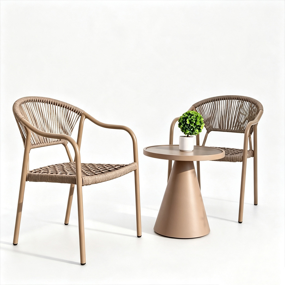Juego de mesa de centro redonda nórdica para exteriores, mesa de negociación, mesa de centro de ratán para patio/balcón, muebles pequeños para hotel, muebles de ocio impermeables.