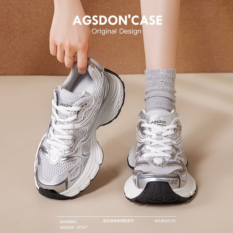 Zapatillas Augusden para mujer, novedad de verano 2025, deportivas casuales de suela gruesa para personas de baja estatura, zapatillas de malla para correr