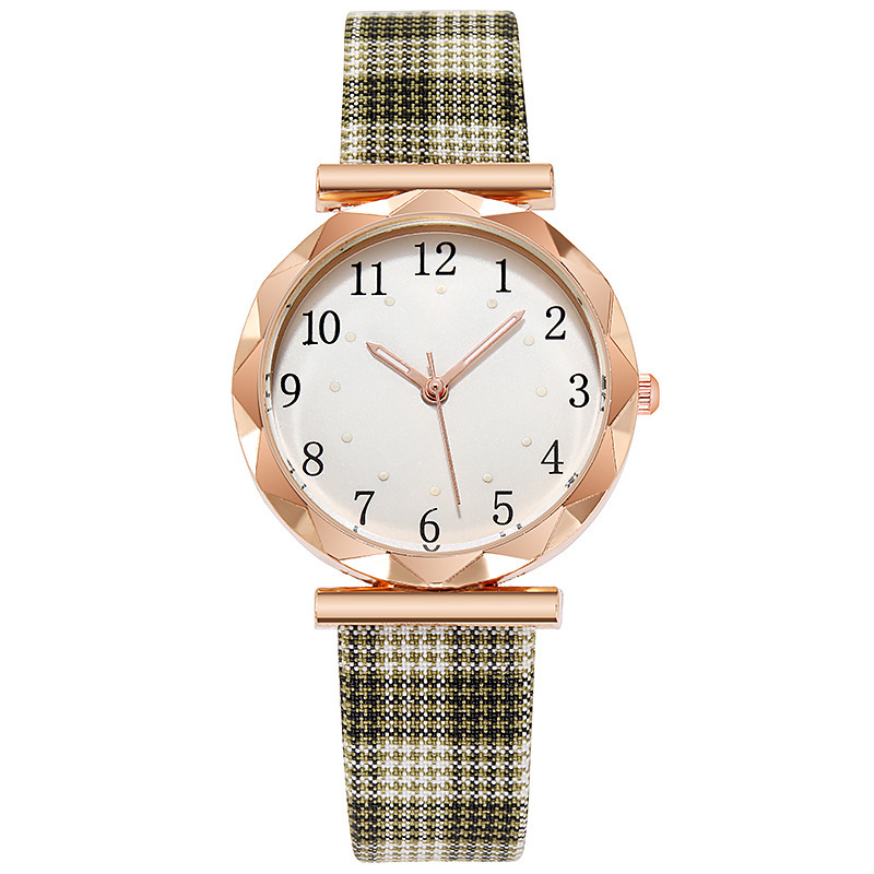Popular 2021 New Glow Personalized Plaid Strap Quartz Watch Women's Edition_voghion.com