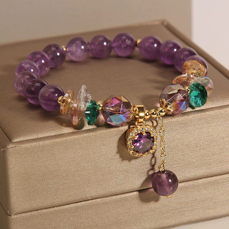 Colgante de zircon cuadrado de amatista natural de 10 mm