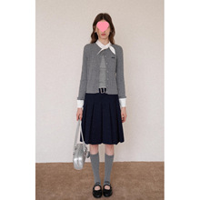 EGGKA灰色miu系百褶半身裙秋季新款韩系高腰气质显瘦休闲A字中裙