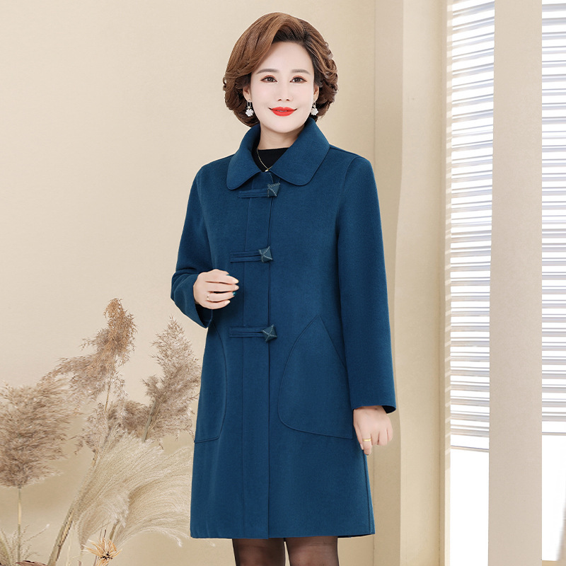 Double-sided cashmere coat women's high-end new woolen coat zongzi buckle mid-length knee-length woolen coat
