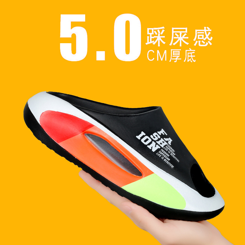 Slippers Men's Summer New Outfit Non-Slip Slip Slippers Fashionable Trendy Thick Bottom Casual Sandals