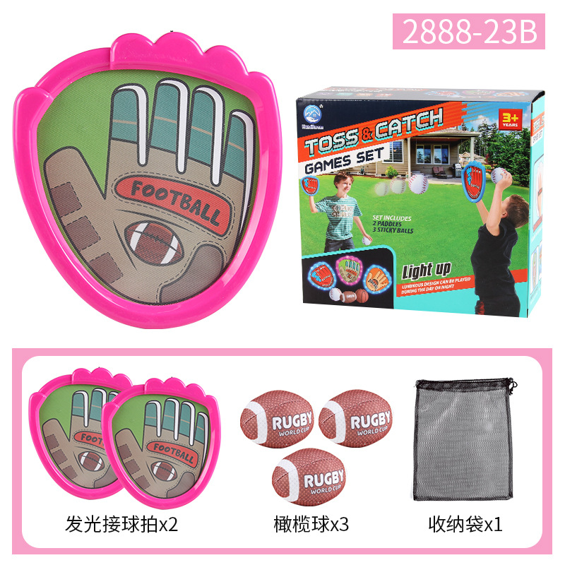 2888 - 23B / 2 luces rosa blanco de mano (3 pelotas de rugby) 458G