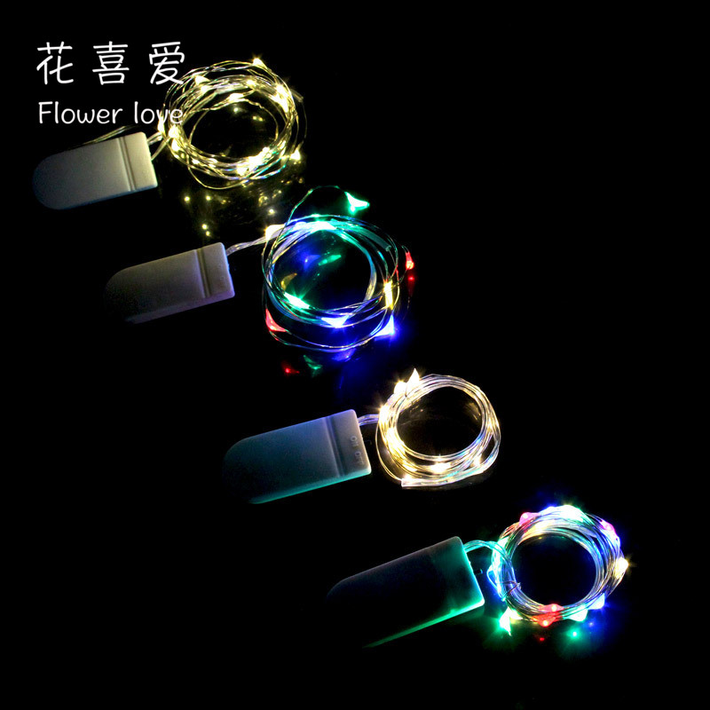 Cadena de luz LED de alambre de cobre luz de la batería botón de la caja de color Cadena de luz flor pastel caja de regalo decoración de la luz de Navidad Cadena de luz de la noche
