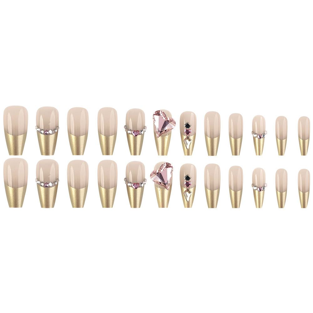 Arte de uñas con forma de corazón para el Día de San Valentín, estilo romántico de lujo ligero, uñas postizas de estilo francés, juego de 24 piezas de pegatinas para uñas. image 6