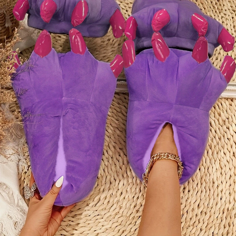 Winter plush soft dinosaur, keep warm cartoon slippers