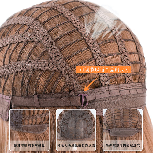 Foreign trade wig women's full head cover long hair straight hair Synthetic wig chemical fiber matte high temperature silk wig wholesale