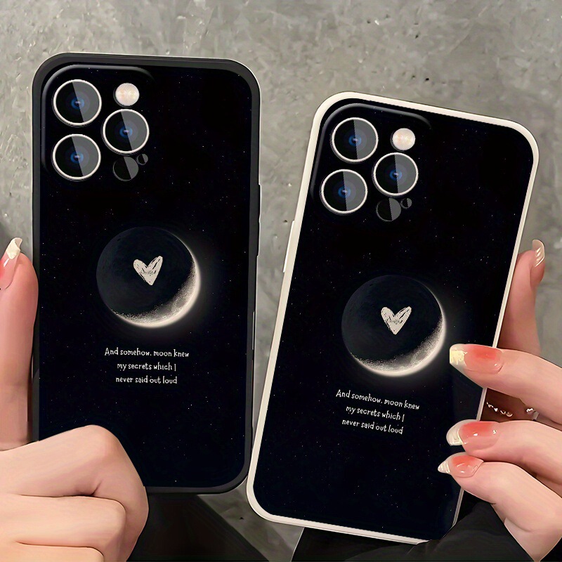 Moonlit Sky Aesthetic Mobile Phone Case Suitable for Iphone16 15 14 Pro Max Black and White Couple Mobile Phone Case