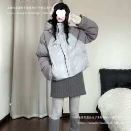 美式短款星星羽新款棉服女冬季新款加厚保暖面包服撞色连帽外套