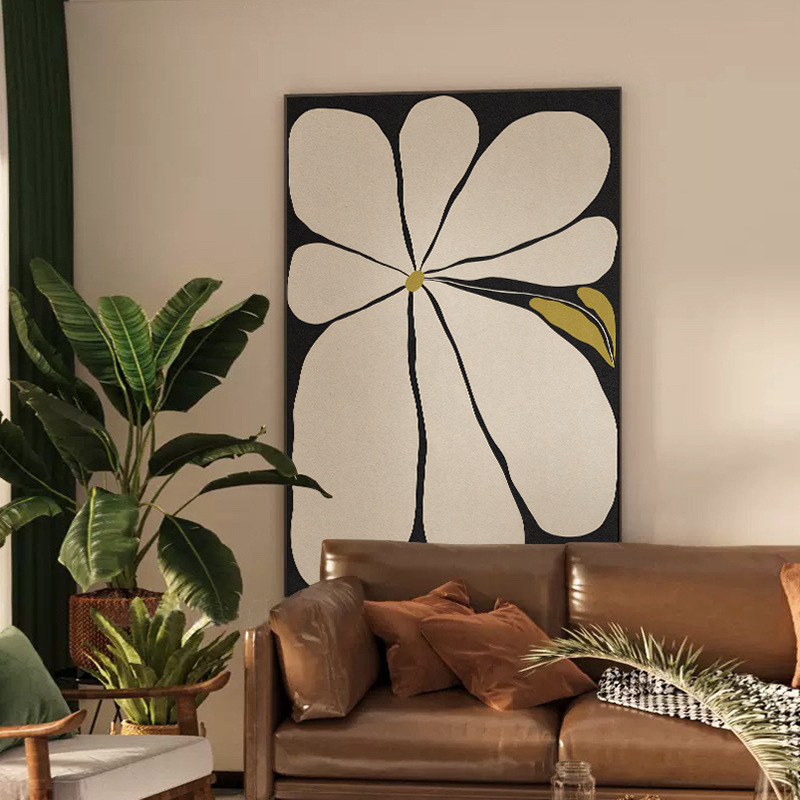 Quiet Chinese and Ancient Style Living Room Decorative Painting French Flower Sofa Background Wall Murals Modern Simple Art Hallway Hanging Painting