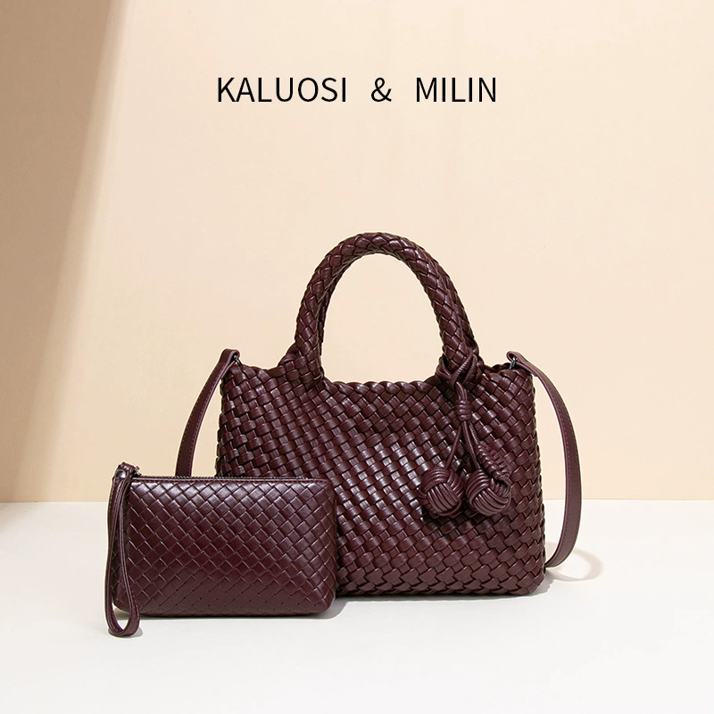 Премиум текстуры ручной работы тканые сумки женский 2025 новый модный иностранный стиль двойной ручной работы украшения овощная корзина ручной мешок