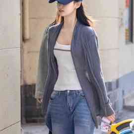 灰色针织防晒开衫薄款女夏季2025新款中长款气质宽松外搭长袖外…
