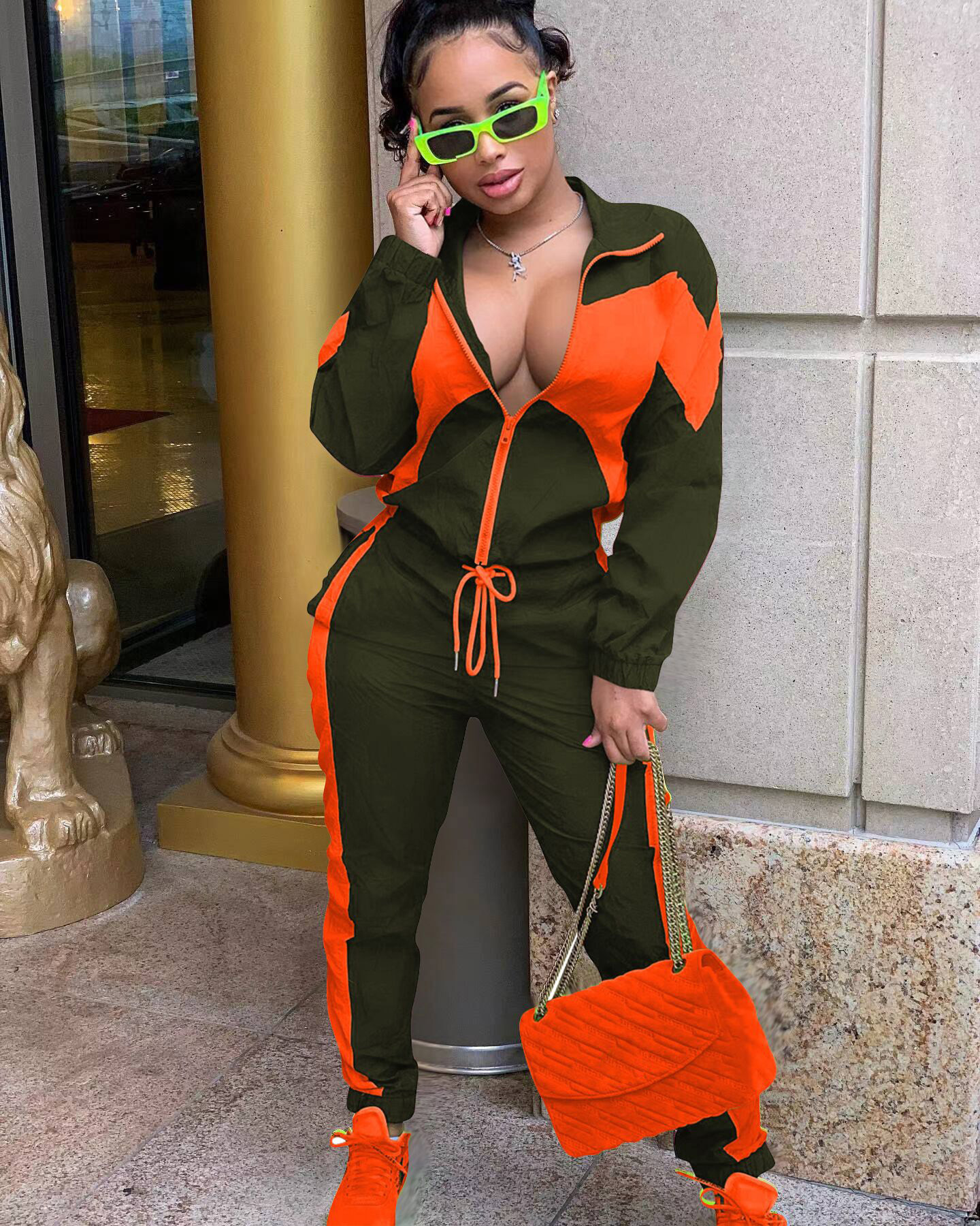 364g Weight Long Sleeve Sleeve Length Polyester Fabric Type Pant Co-ord Set Sets Type 2 Pieces Set Quantity Daily Occasion Turndown Neckline Regular Fit Fit Type Color Block Pattern Spring, Autumn Season Women's Gender Casual, Streetwear Style Daily Women's Casual Streetwear Color Block Polyester Pant Co-ord Set Pants Sets 9