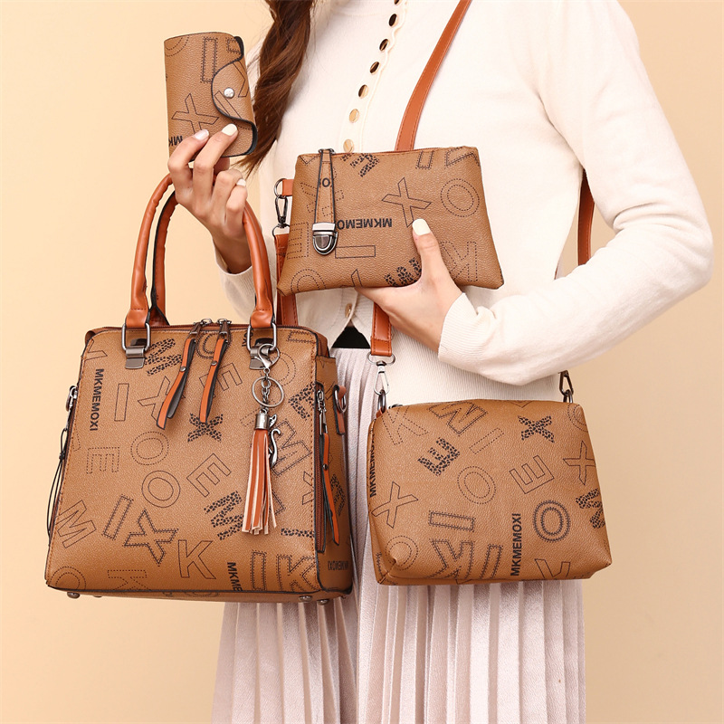 Cross-border foreign trade large-capacity women's bag 2024 New style mother and child multi-piece set Women's bag letter women's single-shoulder handbag undefined