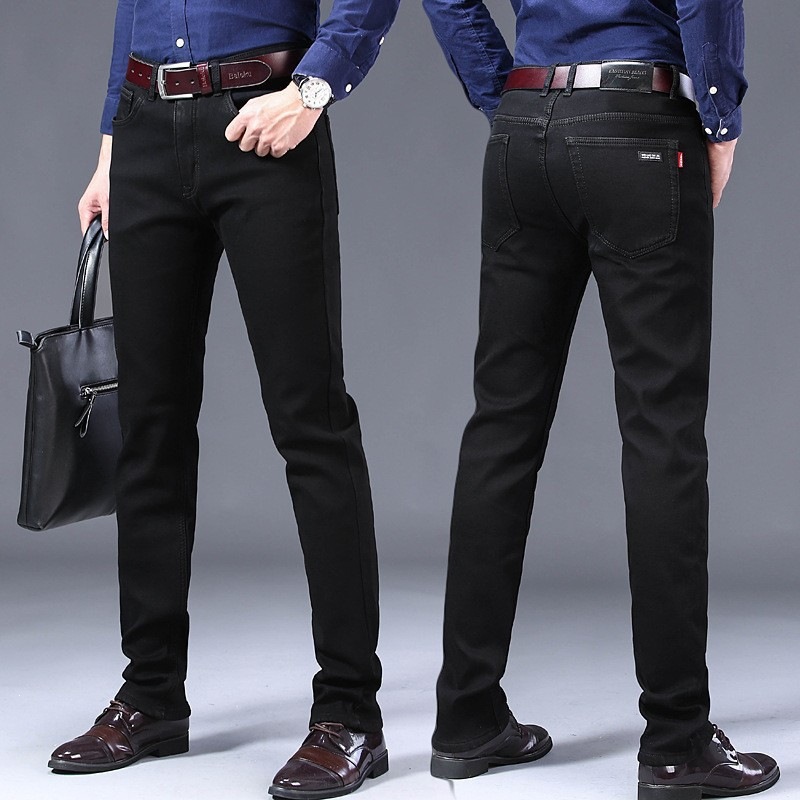Men's jeans for autumn, loose straight elastic long pants, men's business casual spring and autumn 2026 new men's trousers