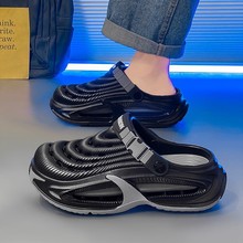 厚底洞洞鞋男夏季外穿2025新款防滑耐磨防臭休闲开车两用沙滩凉鞋