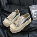 方头板鞋女2024春季新款百搭时尚韩版休闲鞋厚底ins系带真皮女鞋