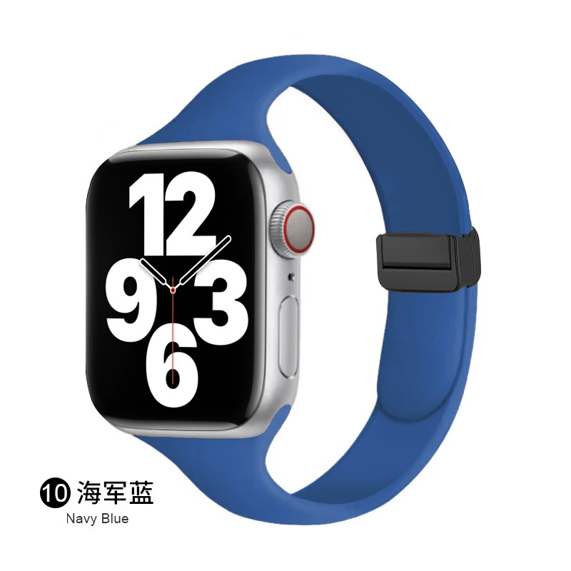 Совместимый ремешок Apple Watch всей линейки, можно использовать 14 мм магнитную складную застежку, силиконовый ремешок для маленькой талии Apple