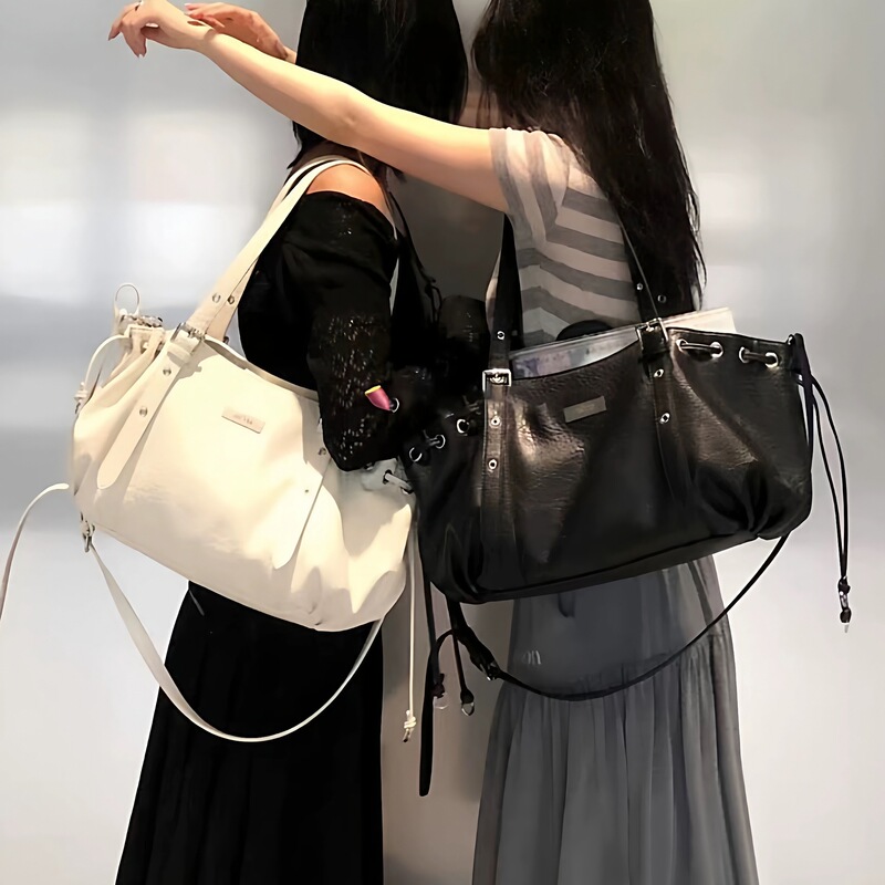 Ason Tote Bag Minju Park Minjoo Same Style Motorcycle Style Pu Leather Shoulder Bag Single Shoulder Underarm Bag for Women Ason Tote Bag Minju Park Minjoo Same Style Motorcycle Style Pu Leather Shoulder Bag Single Shoulder Underarm Bag for Women