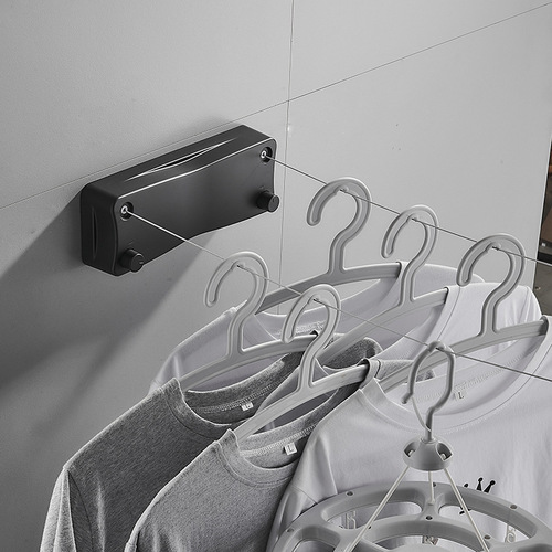 Invisible telescopic drying rope without drilling, bathroom balcony double-line hanging rope, indoor household retractable drying rope