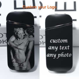 跨境节日礼品USB充电打火机雕刻相片男性生日纪念日新郎伴郎婚礼