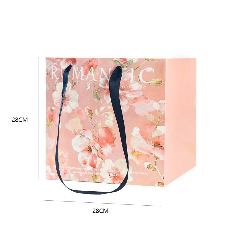 Bolso de flores bolsa de papel de embalaje Internet celebridad cuadrado abrazo bolsa de regalo grande ramo bolsa de embalaje portátil al por mayor