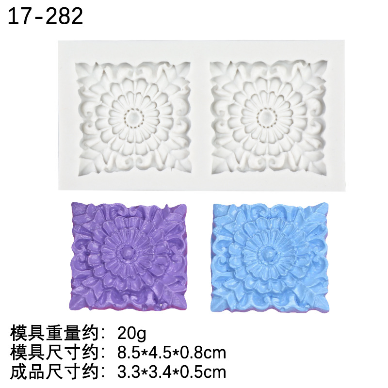 Joyería hecha a mano DIY cristal epoxi Garland pluma flor Cluster patrón cuadrado estilo europeo decoración de la pared esmerilado molde Silicona