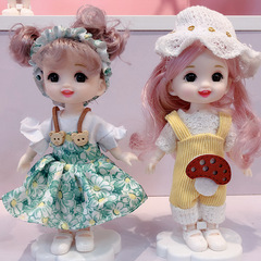 16cm 8 points bjd princess 6 inch dress up doll denim wedding dress ob11 clothes top shorts girl accessories