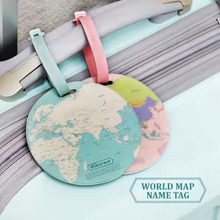 厂家现货世界地图行李牌 圆形地球行李吊牌 高频热压PVC行李牌