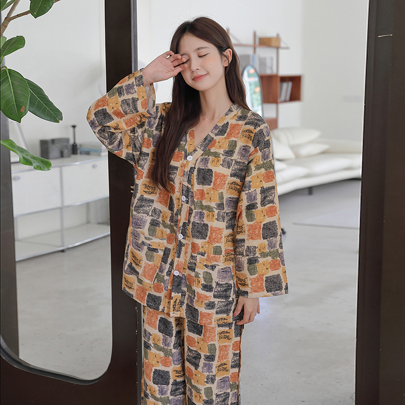 2025汗蒸服女款情侣男款浴袍按摩后开针灸服装日式秋冬家居服全棉