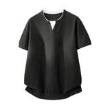 ZH8119-3D夏季V领针织衫短袖简约时尚假两件T恤新款收口上衣，男装针织衫/毛衣，星座614