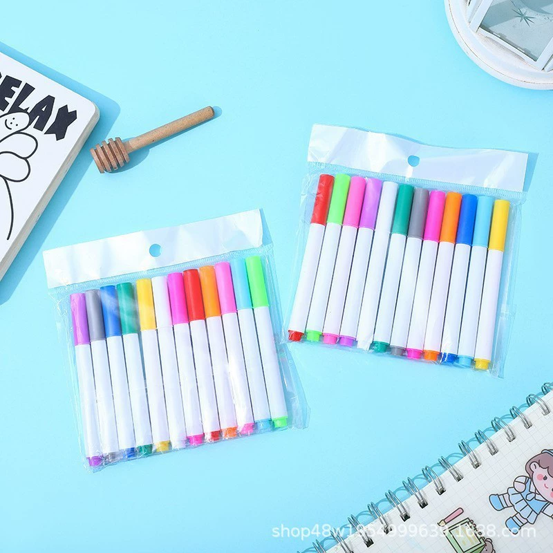 Цветные водорастворимые меловые ручки-фломастеры, 12 цветов, детские ручки для досок, жидкий мел, без пыли, стираемый водой