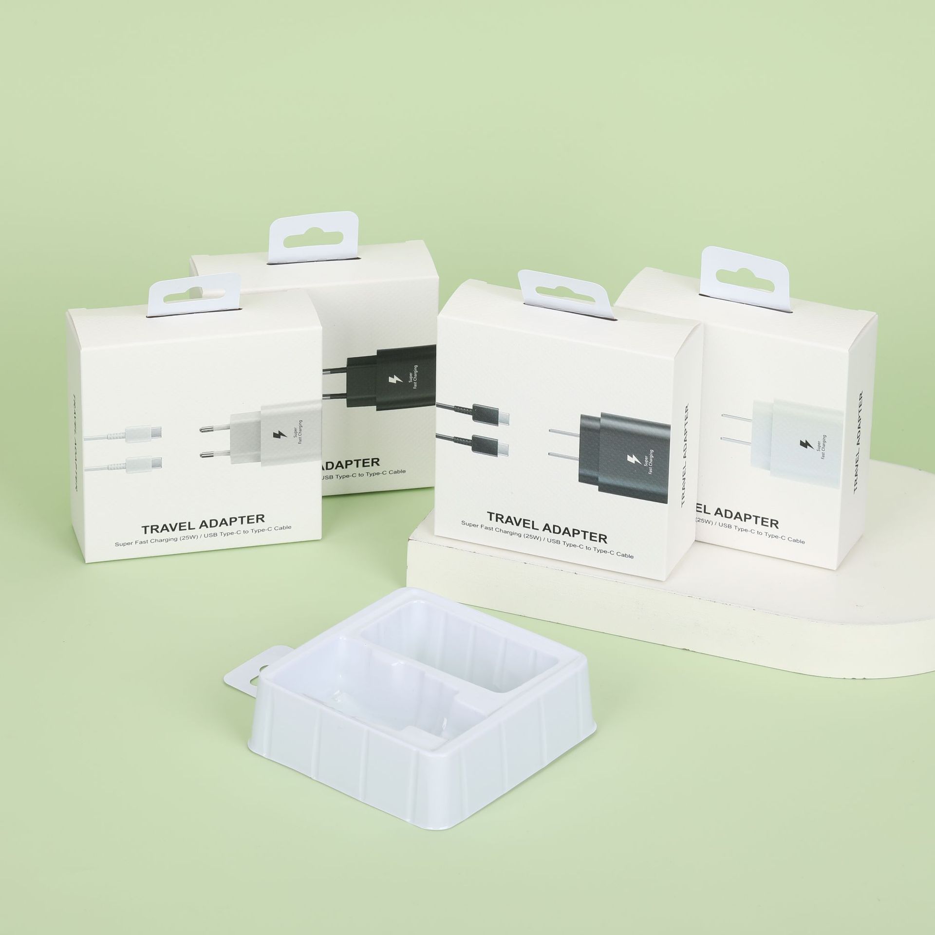 PD三星25W包装快充数据线充电器二合一欧规美规套装包装纸盒现货