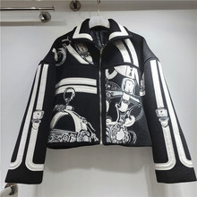 欧洲站2025秋冬新款重工刺绣拼接毛呢女短上衣冬装外套